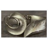 Trifari Mid-century Silver Comet Swirl Hinged