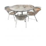 Woodard Vintage Table And 4 Barrel Chairs