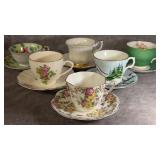 Vintage Teacups and Saucers, Rosina, Windsor,