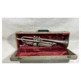 Antique silver-plated trumpet
