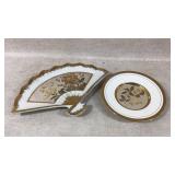 Art of Chokin Decorative Plate and Fan-Shaped Dish