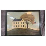 Warren Kimble "House With Flag" American Folk Art