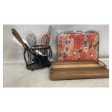 PAMPERED CHEF Utensils, Wooden Serving Board,