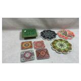 collection of handmade ceramic coasters and