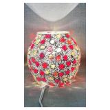Glass Mosaic Table Lamp With Floral Design Accents