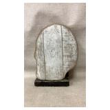 White Painted Wooden Skull Decoration With Stand
