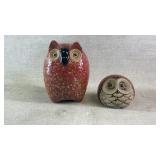 (2) decorative ceramic owl figurines
