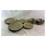 (17) Pier 1 Batik stoneware dishes