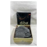 Diba gray suede boots, packaged in their o