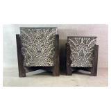 (2) Metal and Wooden Decorative Planter Boxes