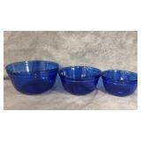 Vintage Anchor Hocking Glass Mixing Bowls Cobalt