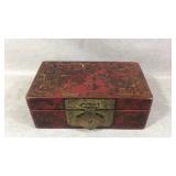 Antique Chinese Box w Lacquer Finish and Brass