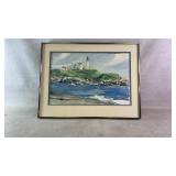 J. WARNER vtg watercolor painting