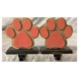 (2) Glitzhome Dog Paw Stocking Holders Fireplace