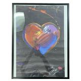 Peter max "Black Series: Heart" Framed Print
