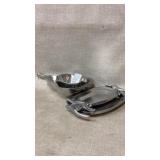 Polished pewter decorative serving dishes
