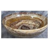 Hand-carved Banded Green Onyx Trinket Dish Decor