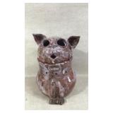 Vintage Folk Art Lidded Pottery Pig