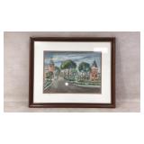 Market Square Lake Forest Water color Signed