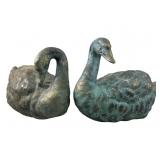 Vintage terracotta sitting swans