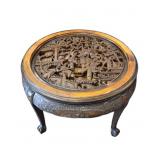 Japanese Heavy Carved Center Table with Glass
