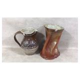 Signed Studio Art Stoneware Pitcher and Vase