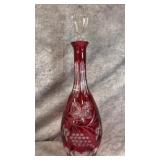 Vintage Cranberry Cut Crystal Glass Liquor