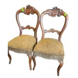 2 Antique Wooden Carved Dining /Accent Chairs