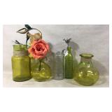 Green Glass Modern Art Deco Vases