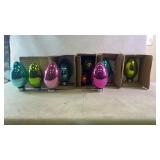 (10) solar panel Christmas ornaments & (1) stand