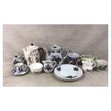 Porcelain Tea Set With Violet Floral Designs