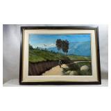Vtg artist signed oil on canvas landscape