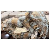 Elegant Clean Queen Size Bedding- throw pillows,