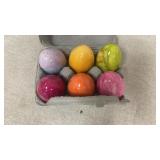 6 hand carved alabaster eggs