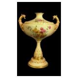 Antique Royal Worcester Blush Ivory Pedestal Urn