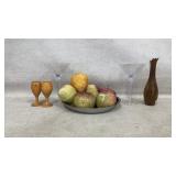 Artificial Decorative Fruit,Turned Wood Goblets