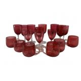 (17) red ruby colored glass wine & punch cups