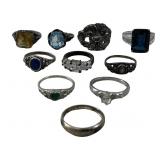 (10) Sterling Silver Rings