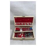 vintage multi-tier faux leather jewelry box