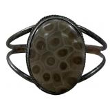 Southwestern polished oval Petoskey Sterling cuff