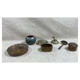 collection of vintage metalware and decorative