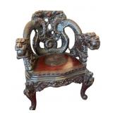 Late 19th century Chinese dragon carved armchair