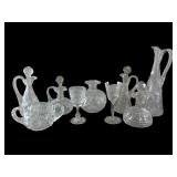 Vintage Crystal Serving Decanters, Oil Jars, Sugar