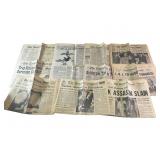 Vintage tombstone & JFK newspapers