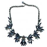 Vintage Ladies Blue Rhinestone Choker Necklace