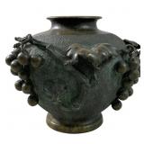 MARKED MEIJI BROZNE USUBATA GRAPEVINE VASE