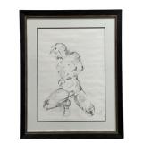 Artist Signed Nude Pencil Drawing on Paper