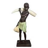 Polychrome Resin Decorative African Boy Figurine