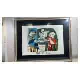 Vtg lithograph titled "Le Repas des Infants" (The