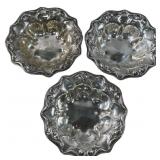 (3) Antique R M & S Sterling Silver Nut Dishes